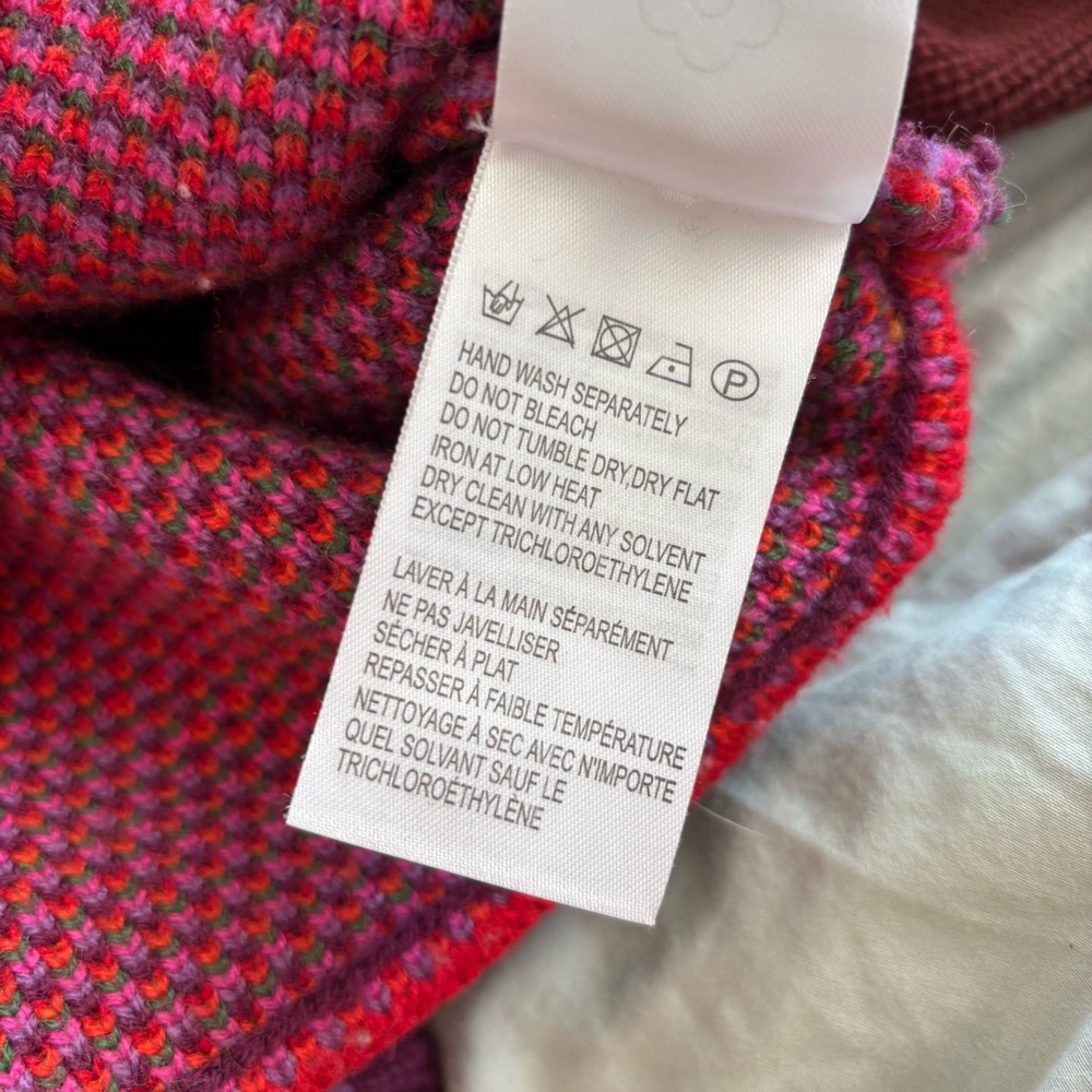 farm rio colorful abstract sweater - merino wool blend pink red green - XS/S euc - Picture 9 of 11